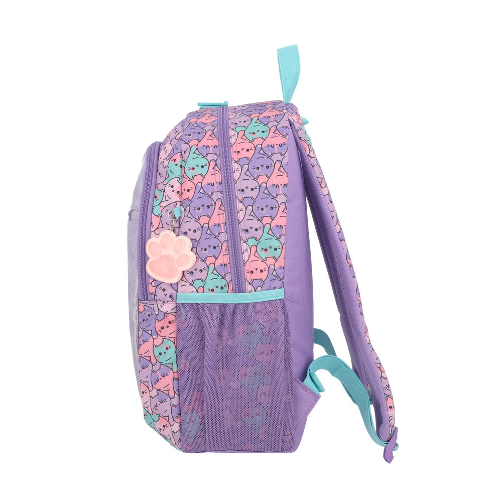 Mochila Escolar Niña Logan Gatos Lila