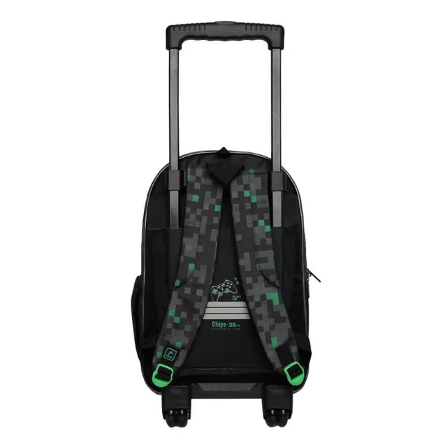 Mochila con Ruedas Infantil Niño Chips Gamer Negro Verde