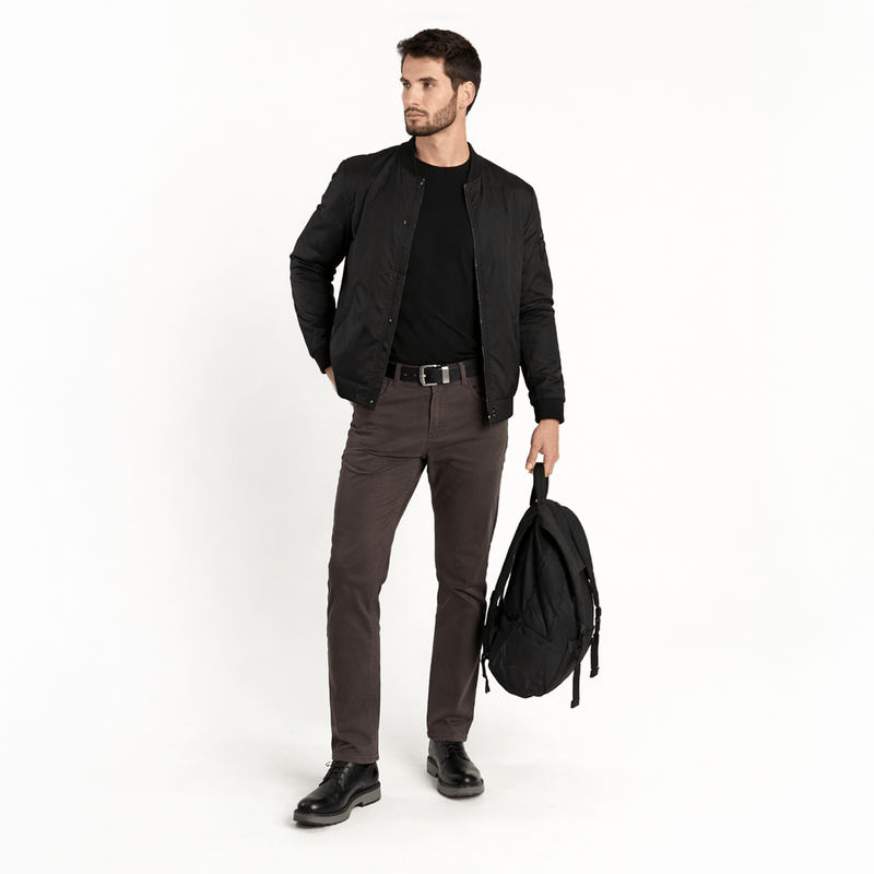 Pantalon Hombre Straight Tiro Alto Cafe