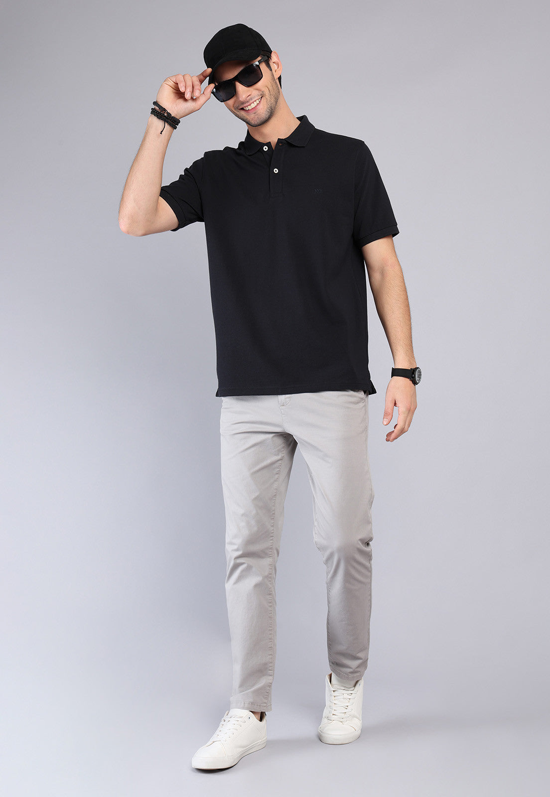 Polera Hombre Pique Manga Corta Negra