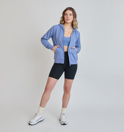 Poleron Mujer Deportivo Celeste Azul Piedra