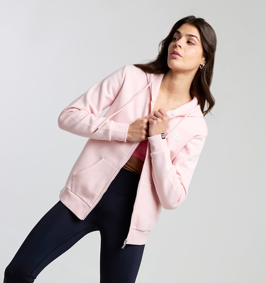 Poleron Mujer Deportivo Celeste Rosado