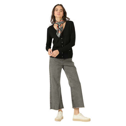 Cardigan Mujer Cuello V Negro