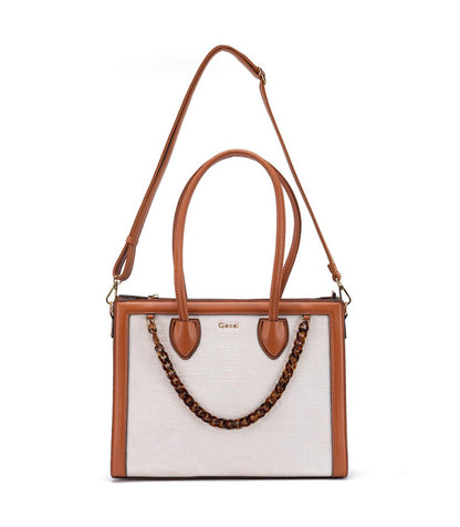 Cartera Mujer Dos Asas Grande Off White