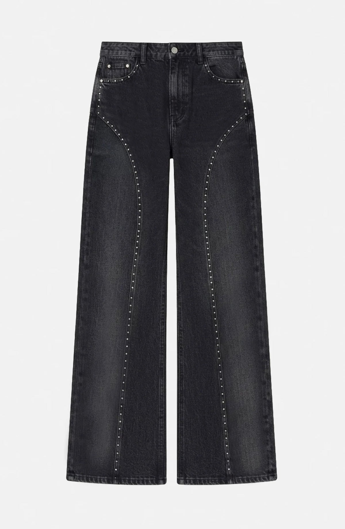 Pantalón Mujer Corte Tachas Wide Grey