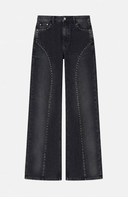 Pantalón Mujer Corte Tachas Wide Grey