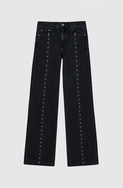 Pantalón Mujer Cortes Tachas Estrellas Grey