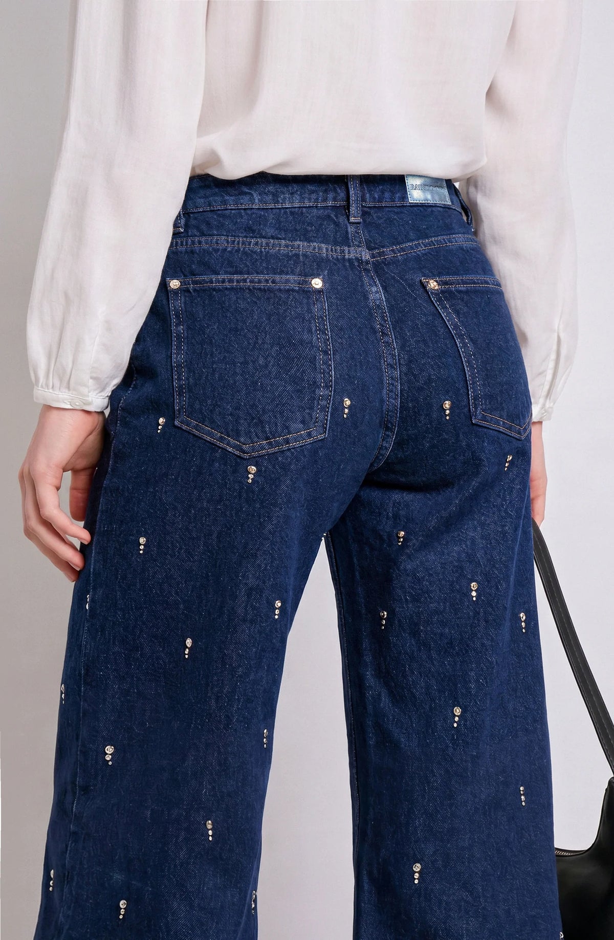 Pantalón Mujer Gotas Strass Indigo