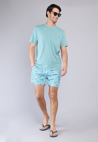 Polera Hombre Cuello Redondo Stone Wash Aqua