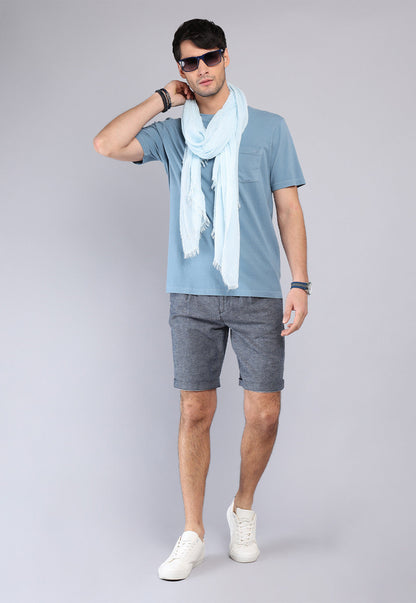 Polera Hombre Cuello Redondo Stone Wash Denim