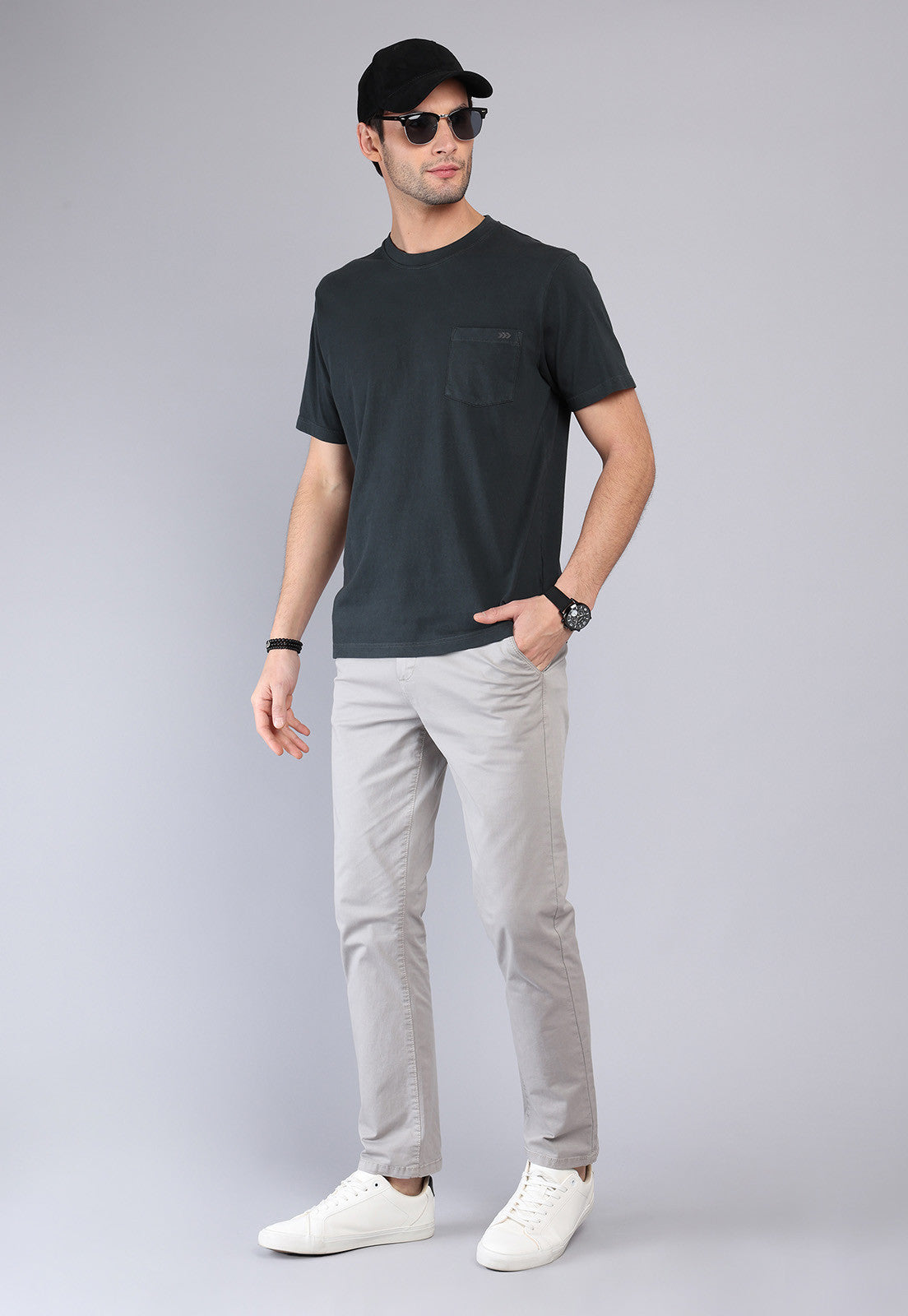 Polera Hombre Cuello Redondo Stone Wash Negra