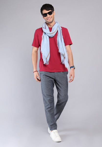 Polera Hombre Cuello Redondo Stone Wash Roja