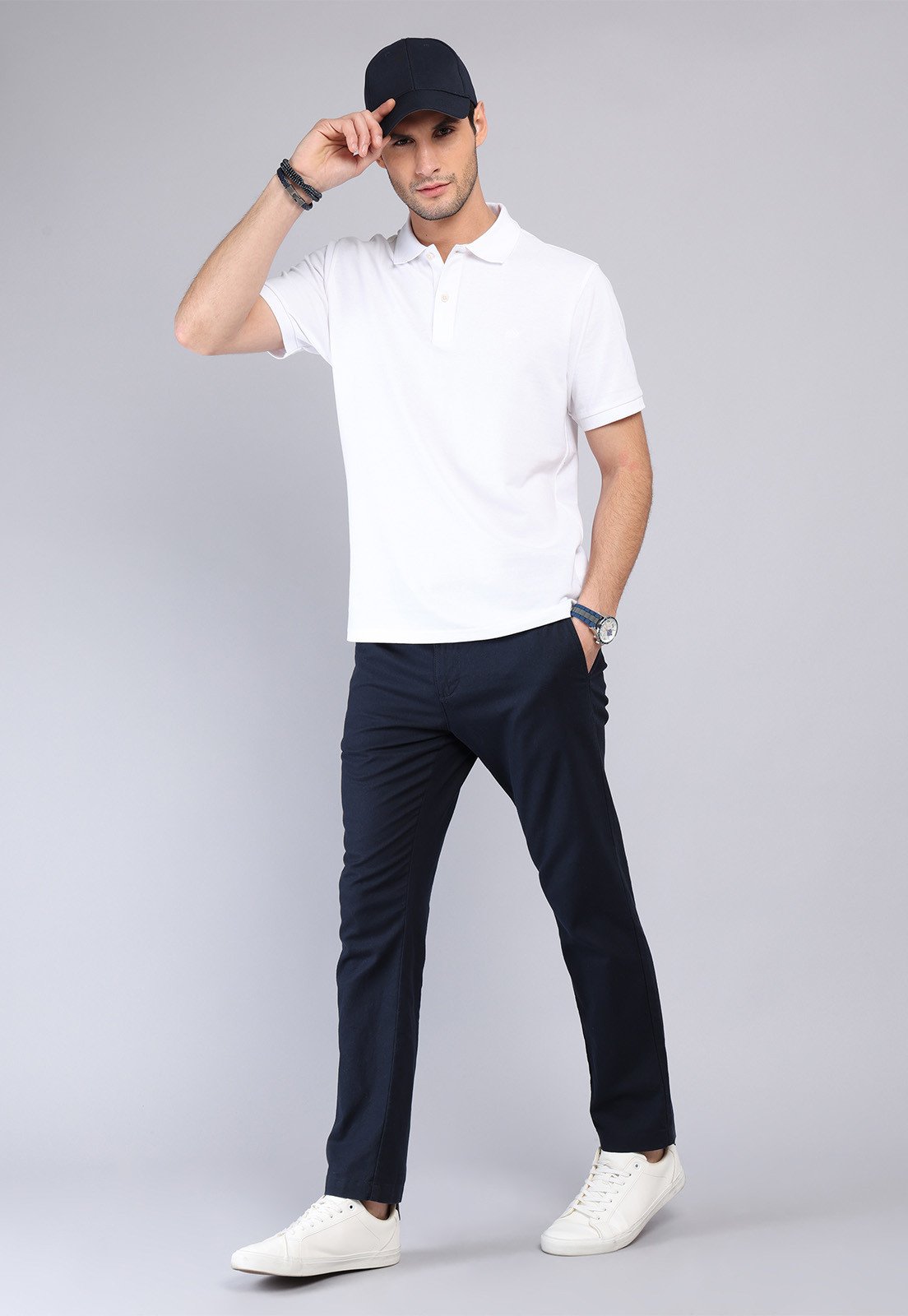 Polera Hombre Pique Manga Corta Blanca