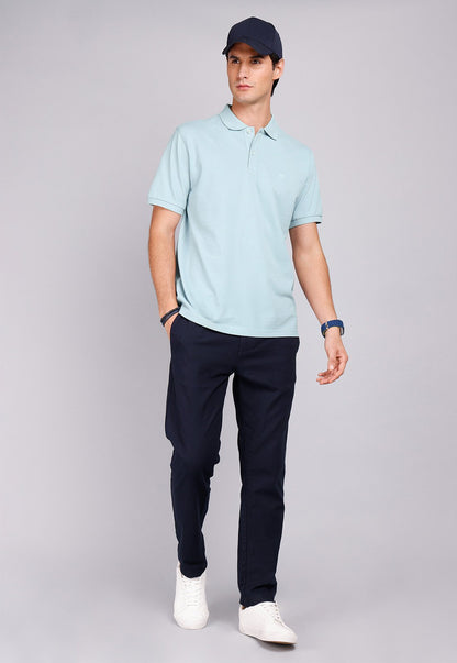 Polera Hombre Pique Manga Corta Celeste