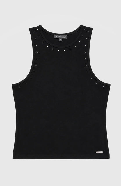 Polera Mujer Tank Tachas Black
