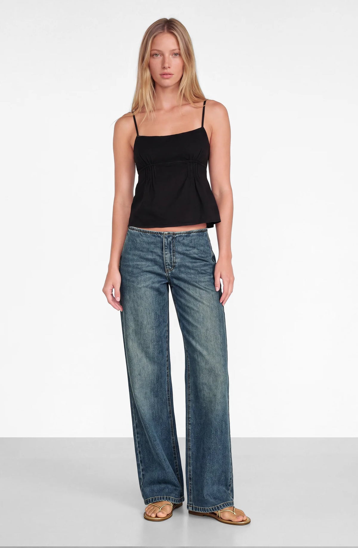Top Mujer Escote Plisado Black