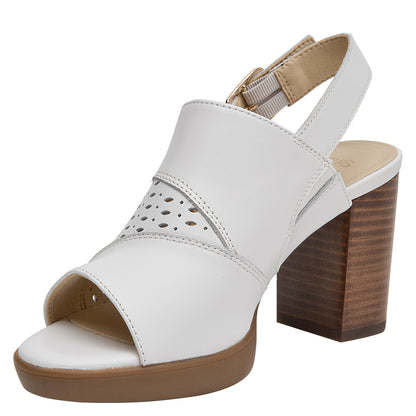 Sandalia Mujer Alta Cuero Blanco