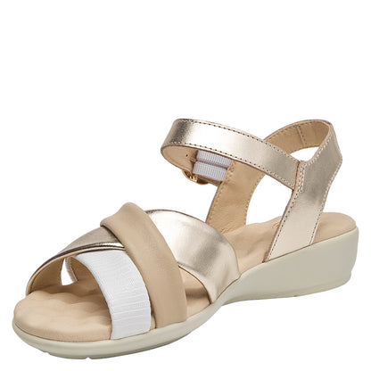Sandalia Mujer Cuero Beige