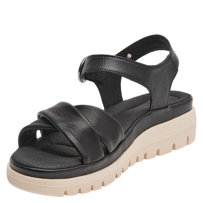 Sandalia Mujer Con Hebilla Circular Negro