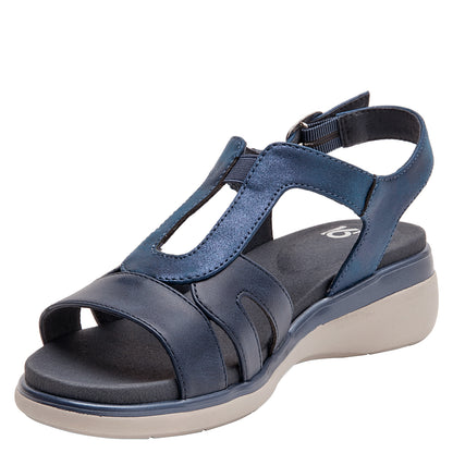 Sandalia Mujer Con Hebilla Lateral Azul