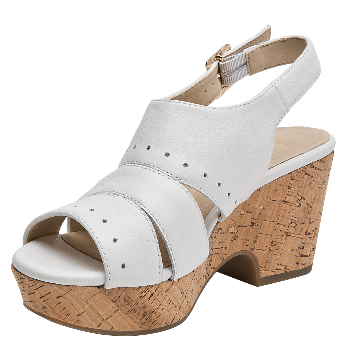 Sandalia Mujer Cuero Con Plataforma Blanco