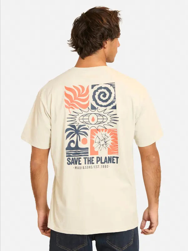 Polera Hombre Save The Planet Beige