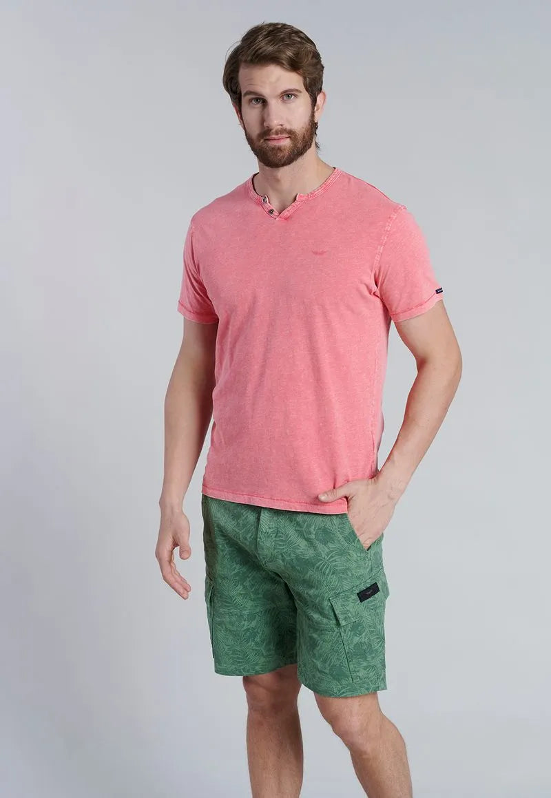 Polera Hombre Henley Oregon Lt Coral