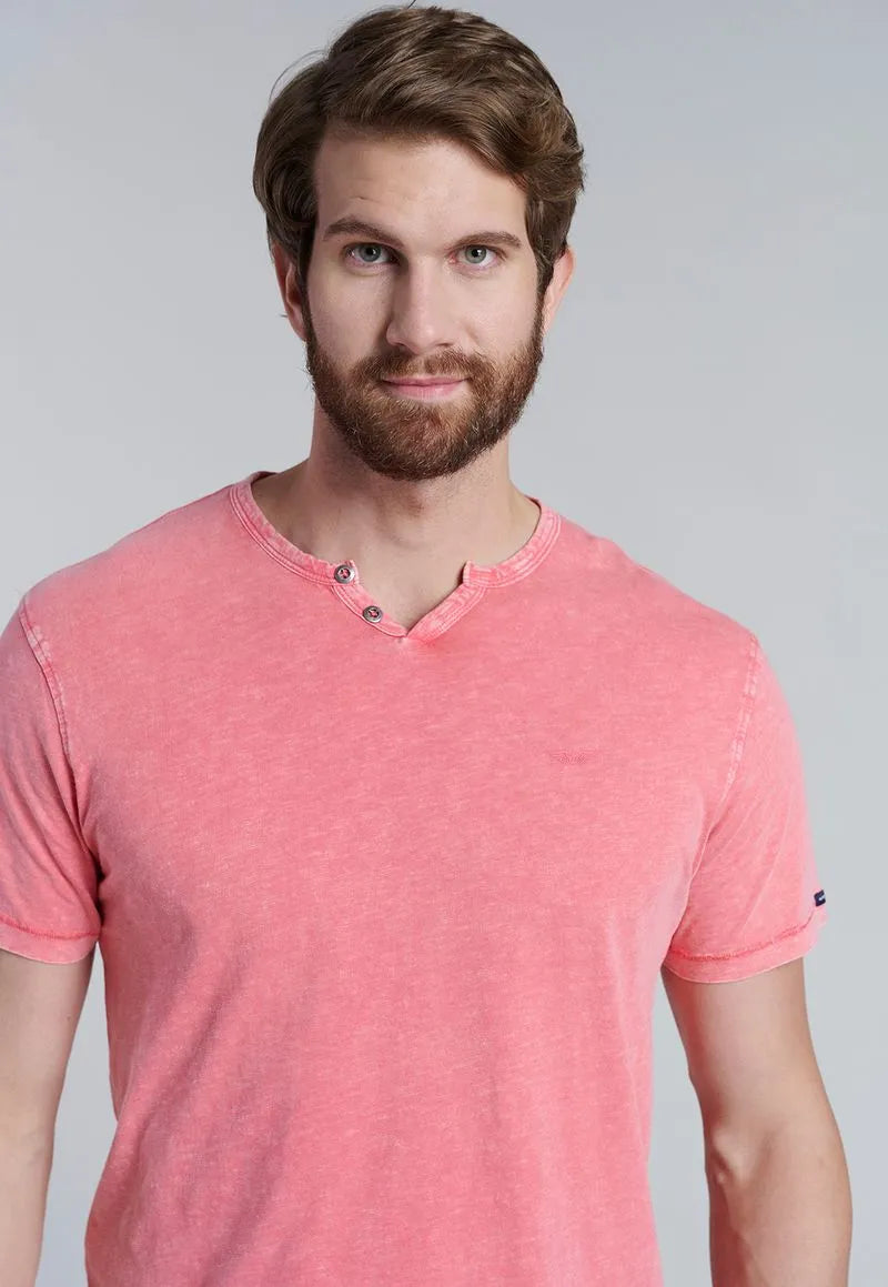 Polera Hombre Henley Oregon Lt Coral