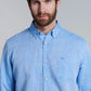 Camisa Hombre Sport Lino Azul