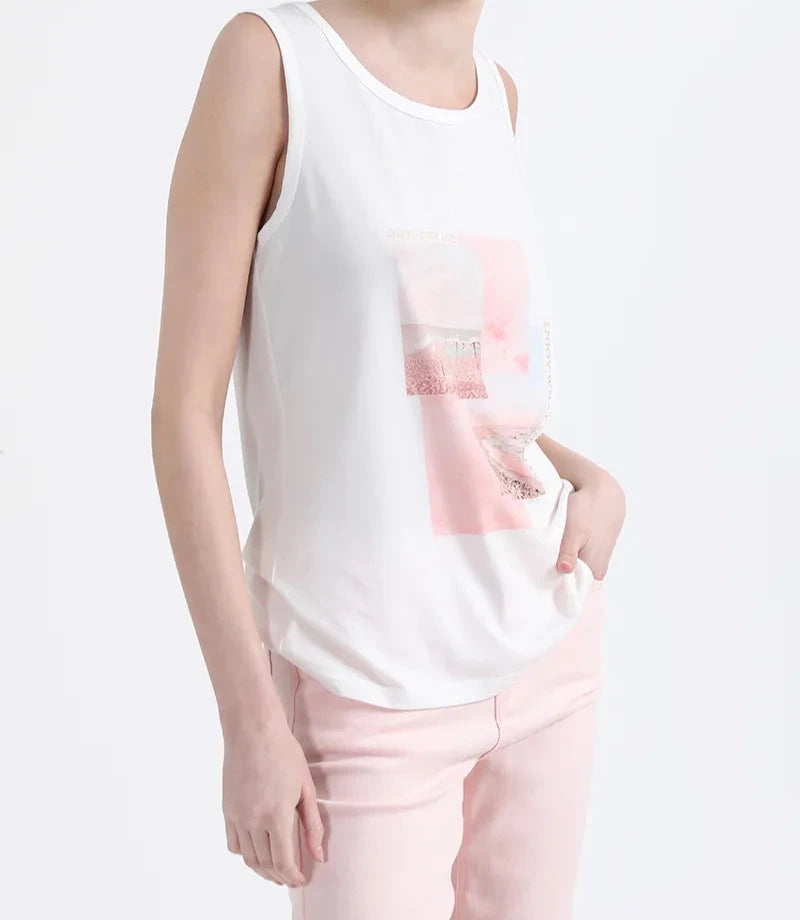 Polera Mujer Estampado Rosa Crudo