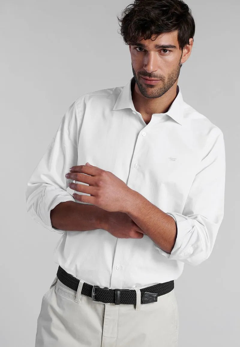 Camisa Hombre Jacquard Giorgia Sc White