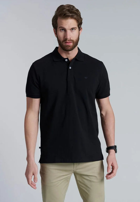 Polera Hombre Básica Pique Negro