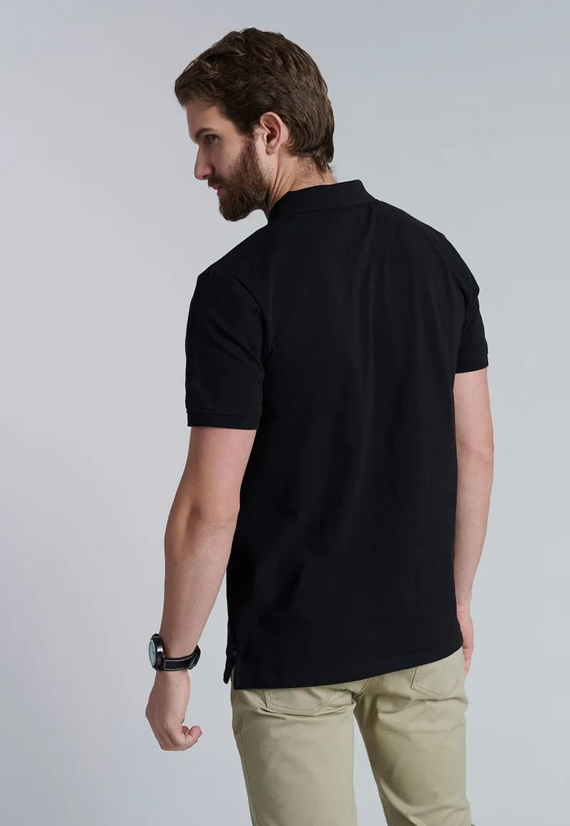 Polera Hombre Básica Pique Negro