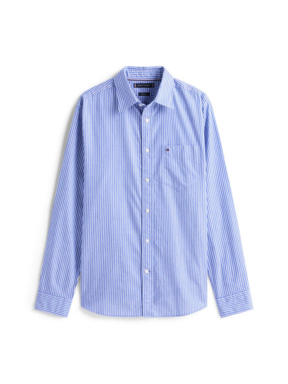 Camisa Hombre Regular Fit Stripe Twill Azul