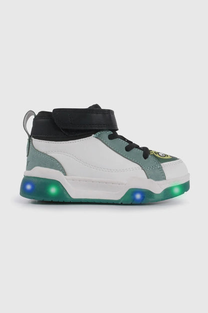 Zapatilla Niña Luces Blanca y Verde