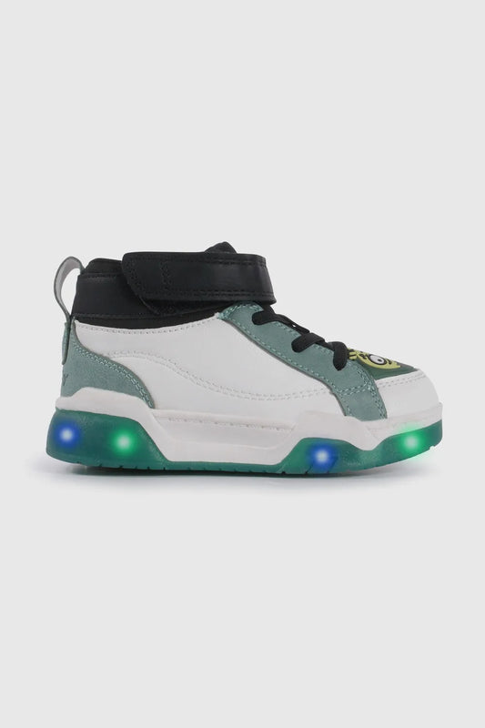 Zapatilla Niña Luces Blanca y Verde