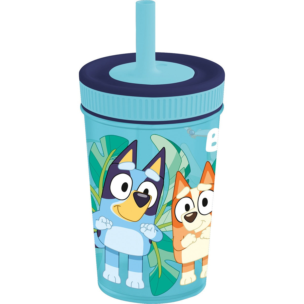 Vaso Térmico Bluey Con Pajita De Silicona A Prueba De Fugas De 465 Ml