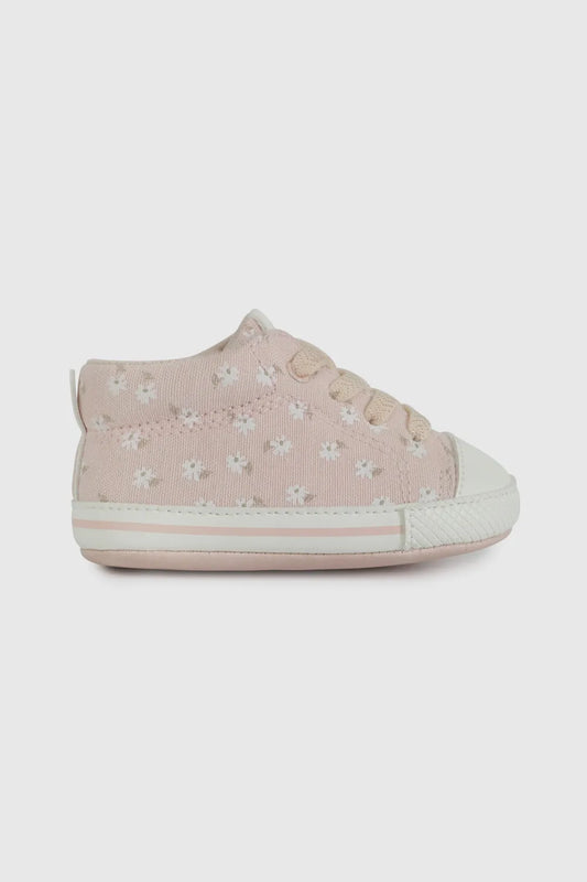 Zapatilla Bebé Niña Urbana Caña Alta Rosada Flores