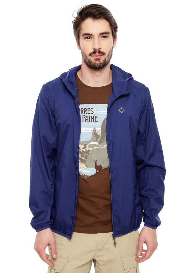 Chaqueta Hombre Compactable Airjkt Hoodie Azul