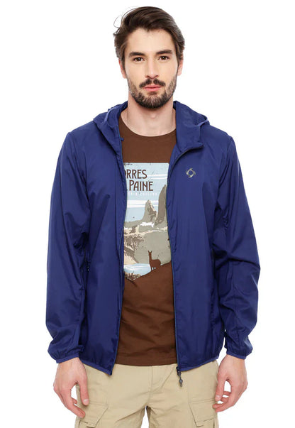Chaqueta Hombre Compactable Airjkt Hoodie Azul