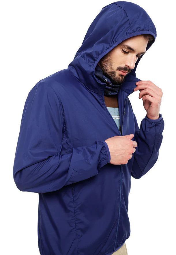 Chaqueta Hombre Compactable Airjkt Hoodie Azul