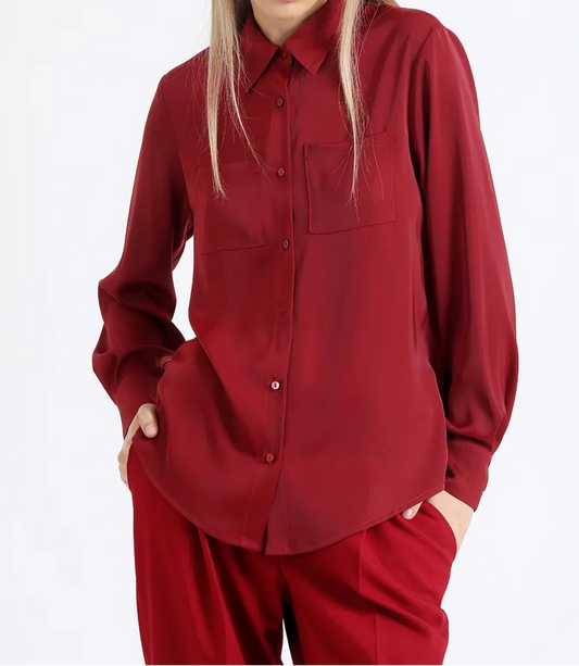 Blusa Mujer Basica Satin Vino