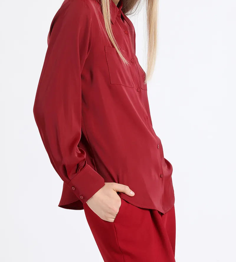 Blusa Mujer Basica Satin Vino