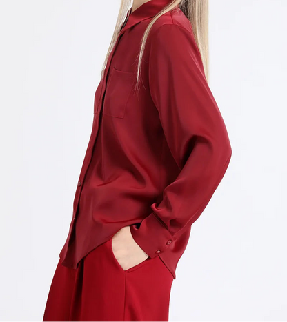 Blusa Mujer Basica Satin Vino