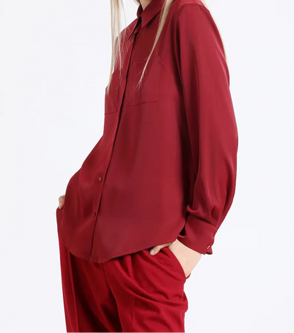 Blusa Mujer Basica Satin Vino