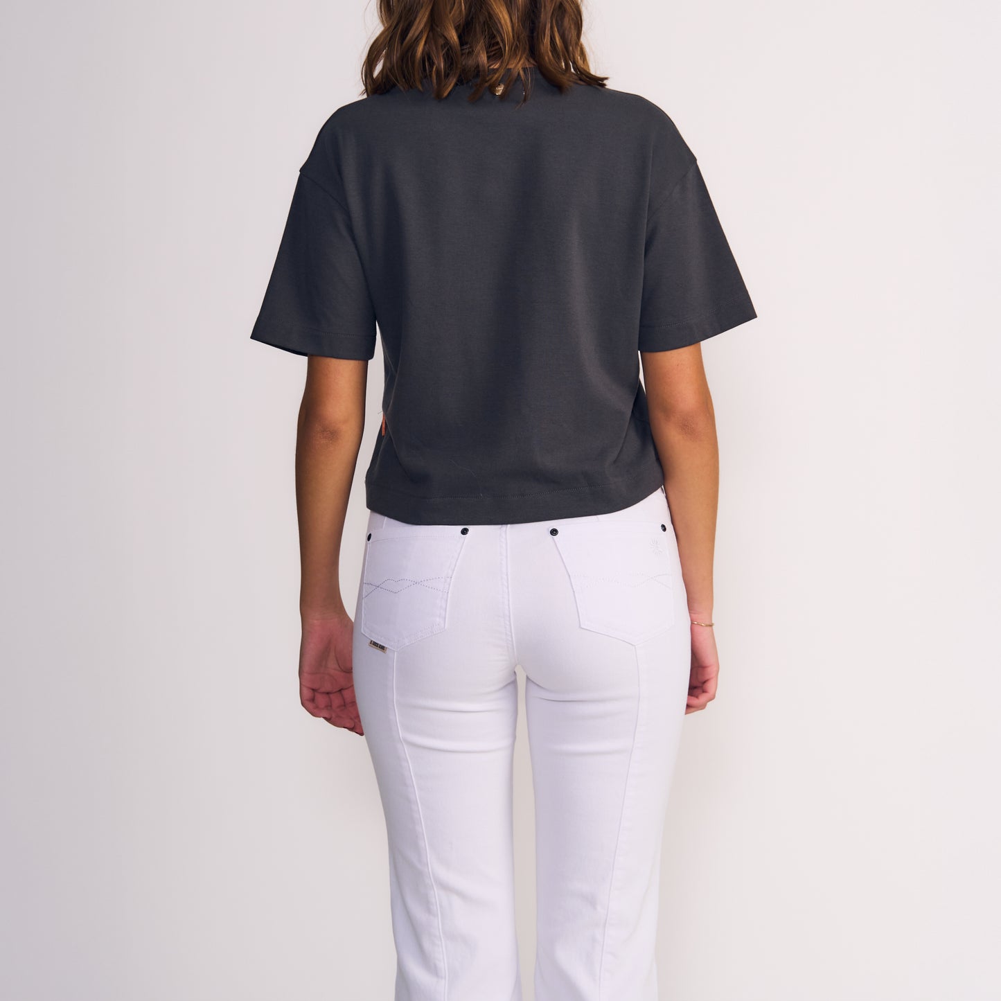 Polera Mujer Manga Corta Estampado Gris