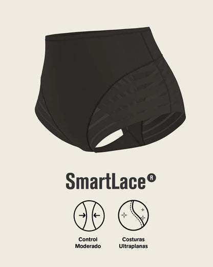 Calzón Mujer Faja Clásico Con Control Moderado De Abdomen Y Bandas En Tul Negro