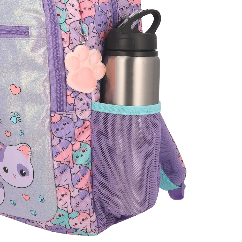 Mochila Escolar Niña Logan Gatos Lila