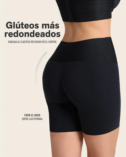 Short Mujer De Control Moderado Aspecto Invisible Con Fajón Antideslizante Negro