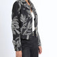 Chaqueta Mujer Lino Mix Estampado Negro